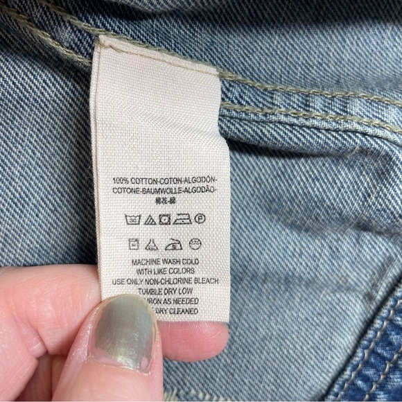 Free people distressed denim jean jacket womens small grunge soft sleeves - Picture 10 of 11